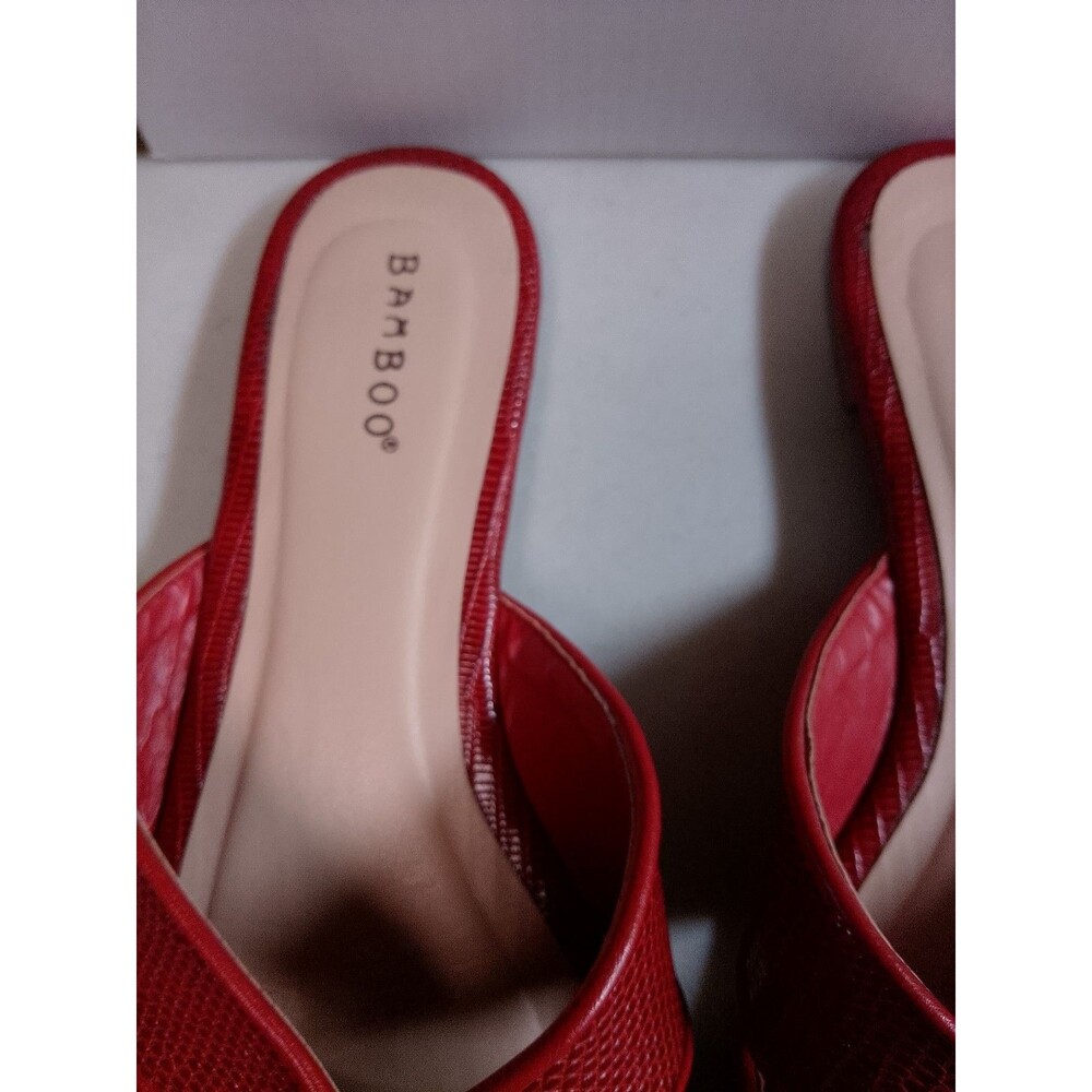 Bamboo REDLZD Block-04 Red Lizard Textured Slide Sandals Mules Square Toe Size 7 - Picture 6 of 13